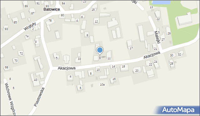 Batowice, Akacjowa, 9, mapa Batowice