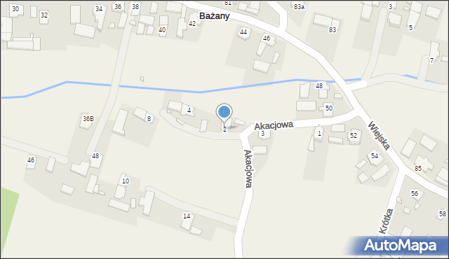 Bażany, Akacjowa, 2, mapa Bażany