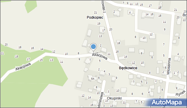 Będkowice, Akacjowa, 6, mapa Będkowice