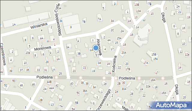 Biała Podlaska, Akacjowa, 3, mapa Białej Podlaskiej