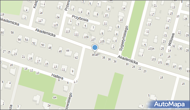 Biała Podlaska, Akademicka, 40, mapa Białej Podlaskiej