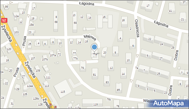 Bielsko-Biała, Akademii Umiejętności, 77a, mapa Bielsko-Białej