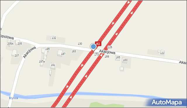 Bobrowniki, Akacjowa, 175, mapa Bobrowniki