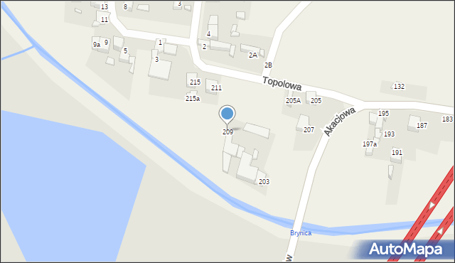 Bobrowniki, Akacjowa, 209, mapa Bobrowniki