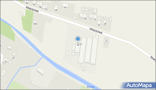 Bobrowniki, Akacjowa, 33, mapa Bobrowniki