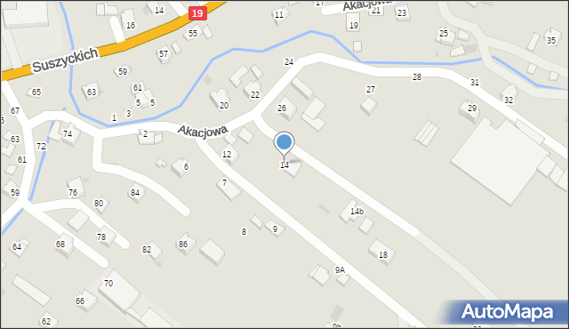 Boguchwała, Akacjowa, 14, mapa Boguchwała