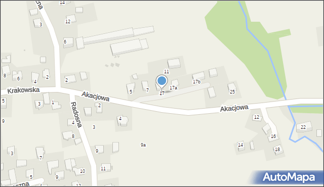 Brzezinka, Akacjowa, 17, mapa Brzezinka