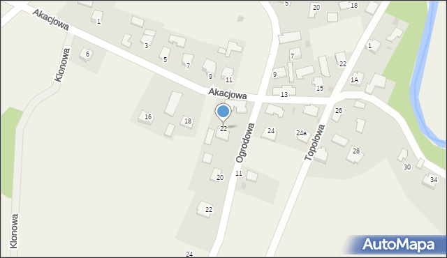 Brzeźnica, Akacjowa, 22, mapa Brzeźnica