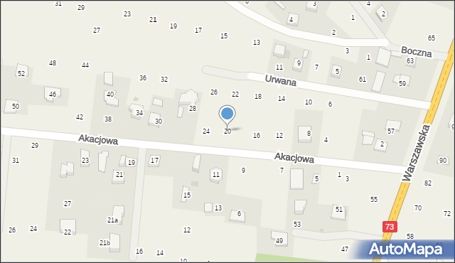 Brzozówka, Akacjowa, 20, mapa Brzozówka