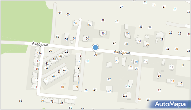 Brzozówka, Akacjowa, 29, mapa Brzozówka