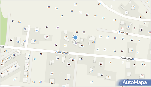 Brzozówka, Akacjowa, 34, mapa Brzozówka