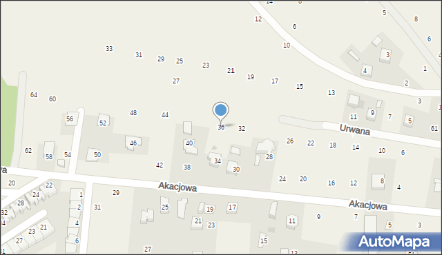 Brzozówka, Akacjowa, 36, mapa Brzozówka