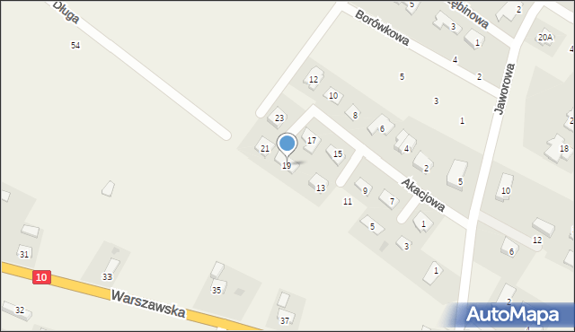 Brzozówka, Akacjowa, 19, mapa Brzozówka