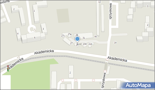 Bydgoszcz, Akademicka, 25, mapa Bydgoszczy