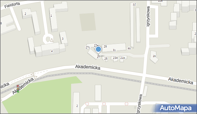 Bydgoszcz, Akademicka, 27, mapa Bydgoszczy