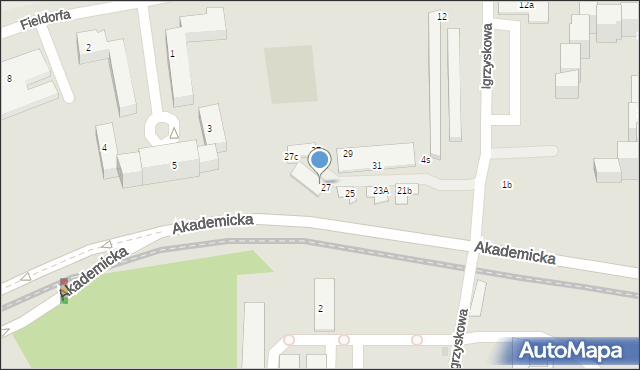Bydgoszcz, Akademicka, 27a, mapa Bydgoszczy