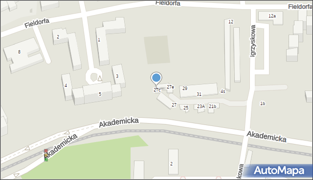 Bydgoszcz, Akademicka, 27c, mapa Bydgoszczy