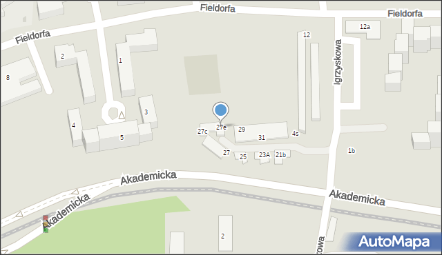 Bydgoszcz, Akademicka, 27e, mapa Bydgoszczy