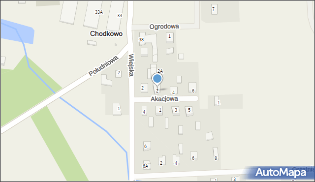 Chodkowo, Akacjowa, 2, mapa Chodkowo