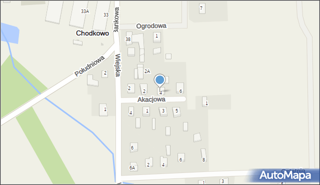 Chodkowo, Akacjowa, 4, mapa Chodkowo