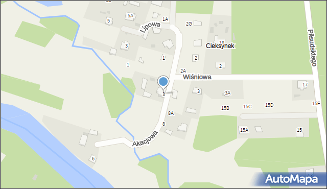 Cieksyn, Akacjowa, 3, mapa Cieksyn