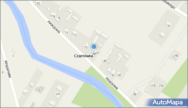 Czarnówka, Akacjowa, 68, mapa Czarnówka