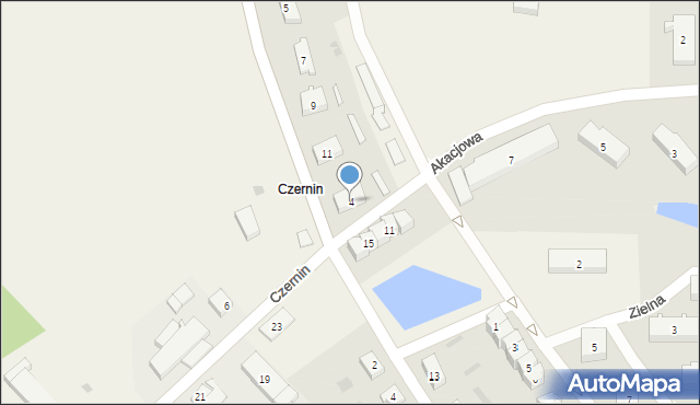Czernin, Akacjowa, 4, mapa Czernin