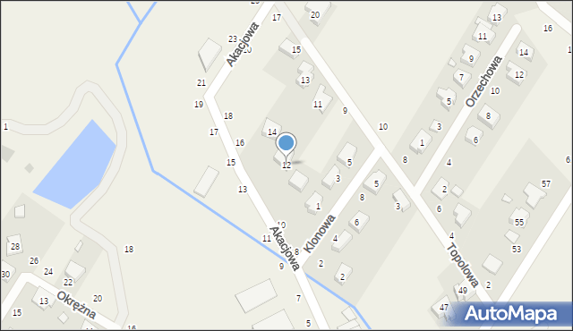 Dąbrowa, Akacjowa, 12, mapa Dąbrowa