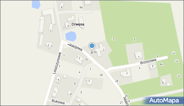 Drwęsa, Akacjowa, 30, mapa Drwęsa