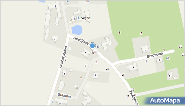 Drwęsa, Akacjowa, 31, mapa Drwęsa