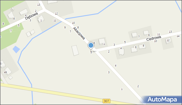 Drwęsa, Akacjowa, 5, mapa Drwęsa