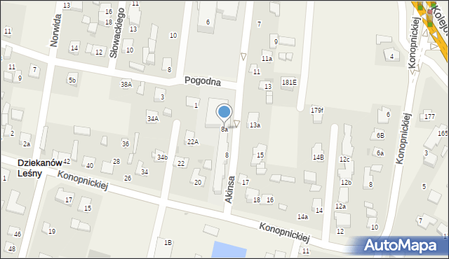 Dziekanów Leśny, Akinsa Francisa, por., 8a, mapa Dziekanów Leśny