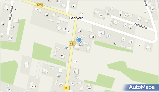 Gabryelin, Akacjowa, 40, mapa Gabryelin