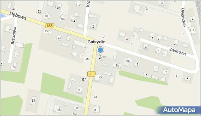 Gabryelin, Akacjowa, 42, mapa Gabryelin