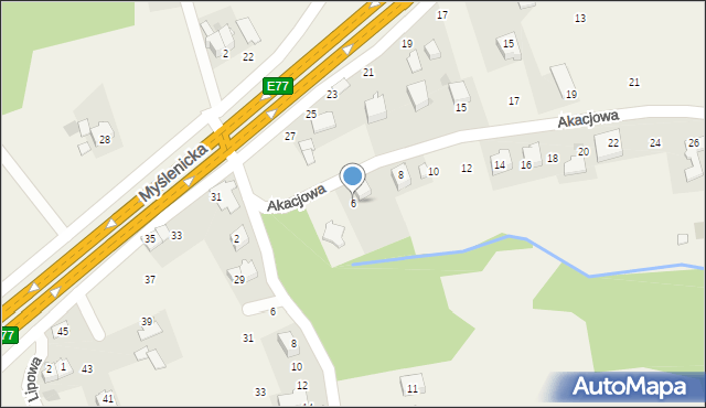 Gaj, Akacjowa, 6, mapa Gaj