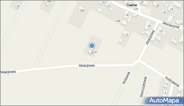 Gałów, Akacjowa, 8, mapa Gałów