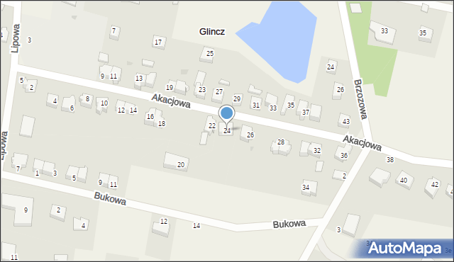 Glincz, Akacjowa, 24, mapa Glincz