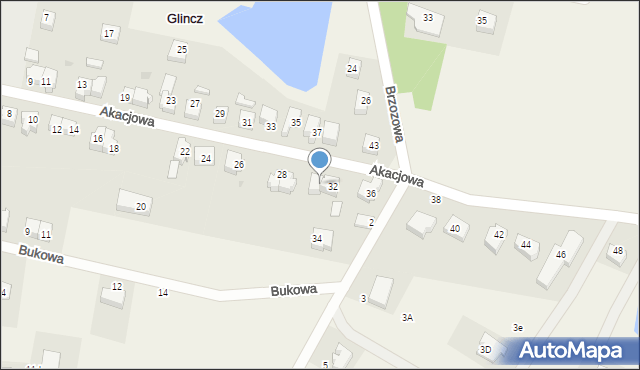 Glincz, Akacjowa, 32A, mapa Glincz