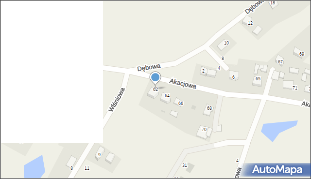 Glincz, Akacjowa, 62, mapa Glincz