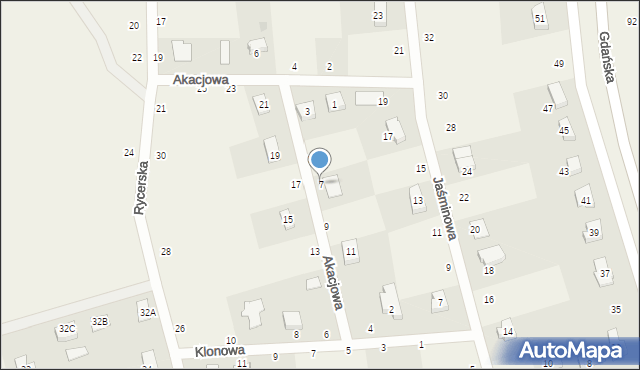 Grabiny-Zameczek, Akacjowa, 7, mapa Grabiny-Zameczek