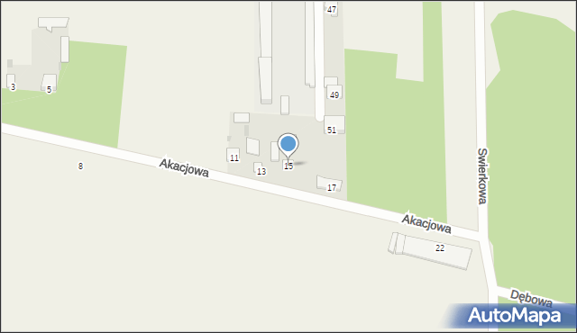 Gręzów, Akacjowa, 15, mapa Gręzów