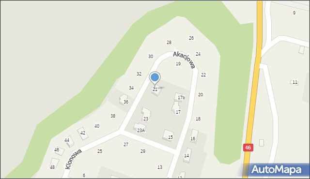 Jaszkowa Dolna, Akacjowa, 21, mapa Jaszkowa Dolna