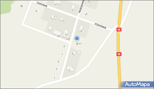 Jaszkowa Dolna, Akacjowa, 6, mapa Jaszkowa Dolna