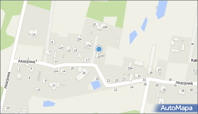 Kaliszki, Akacjowa, 21, mapa Kaliszki