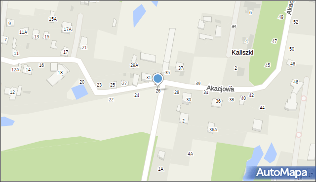 Kaliszki, Akacjowa, 26, mapa Kaliszki