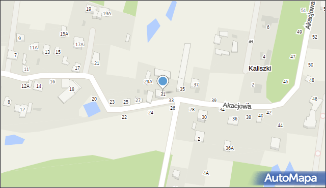 Kaliszki, Akacjowa, 31, mapa Kaliszki