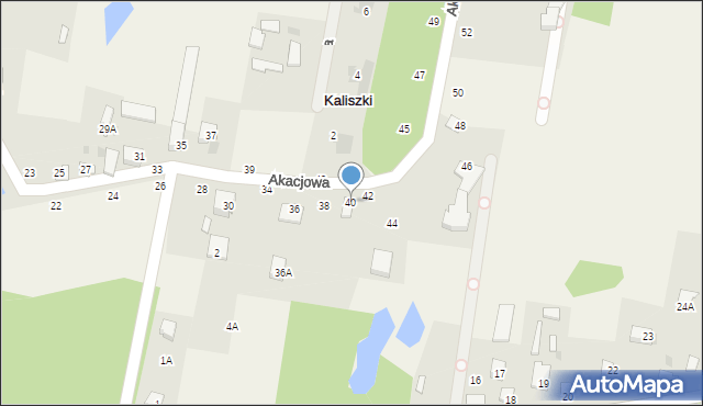 Kaliszki, Akacjowa, 40, mapa Kaliszki