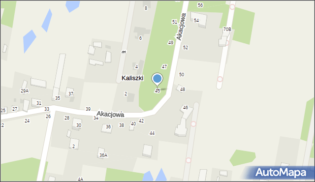 Kaliszki, Akacjowa, 45, mapa Kaliszki