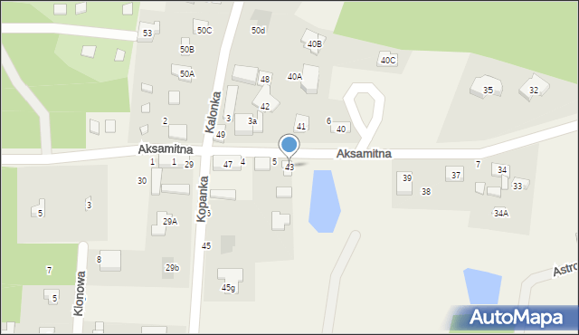 Kalonka, Aksamitna, 43, mapa Kalonka