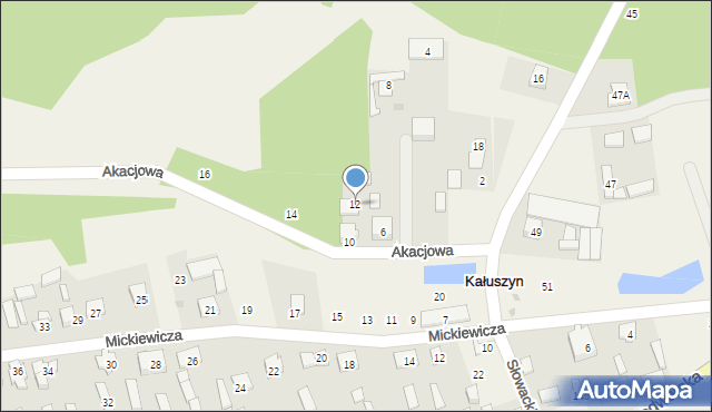 Kałuszyn, Akacjowa, 12, mapa Kałuszyn